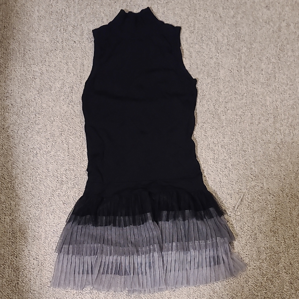 Forever 21 Bodycon Dress, Balayage Tulle Hemline, Mock Neck, Stretch, Fitted. Sm